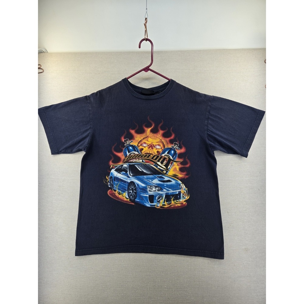 Vtg Y2K No Boundaries Street Racing T Shirt Mens Medium Baggy Cropped Burn Out